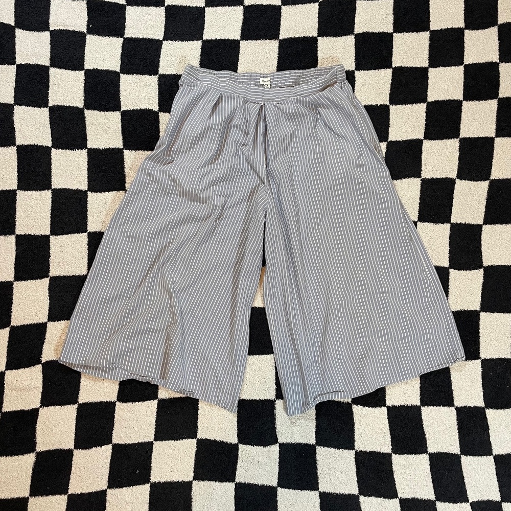 madewell wide leg cropped pants striped size medium